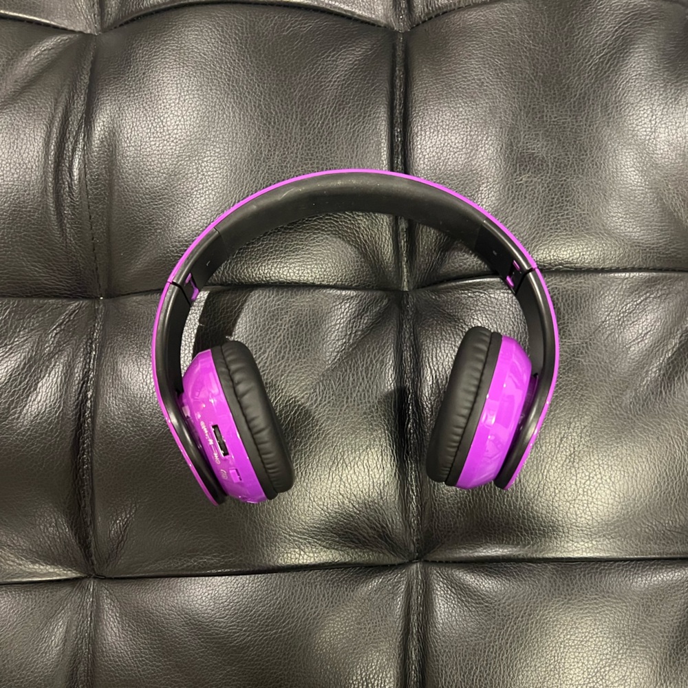 Purple Bluetooth headphones